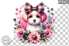 Dog With Flowers Sublimation - Clipart PNG Design Product Image 1