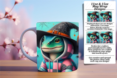 Vibrant 11oz Mug Wrap Png Artwork , Halloween Dino Product Image 1