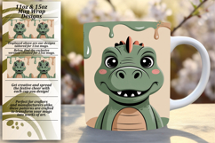 Bright 11oz Mug Wrap Png Design , Cute Dino Product Image 1