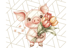 Cute Animals with Tulips PNG, Spring Flower Clipart Download Product Image 4