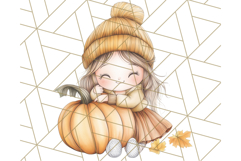 Pumpkin Spice Chibi Girls, Fall Accessories PNG, Cozy Autumn Product Image 4