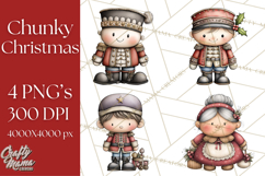 Chunky Watercolor Christmas Characters PNG Product Image 1
