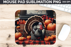 Watercolor Turkey Mouse Pad Sublimation - Thanksgiving PNG Product Image 1