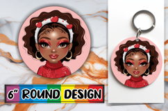 Bright Keychain Sublimation Circle, Afro Girl Product Image 1
