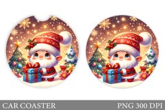 Cute Gnome Car Coaster. Christmas Car Coaster Sublimation Product Image 1