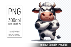 Cow Clipart PNG, Farm Animals Clipart, Rustic Farm Art Product Image 1