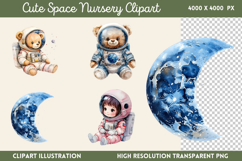 Cute Space Nursery Clipart Sublimation PNG Product Image 1