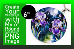 Colorful Round Design Keychain Artwork , Flowers Product Image 1