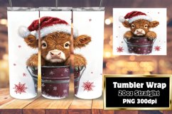 Cute Cow Christmas Wrap - Watercolor 20oz Tumbler Design Product Image 1