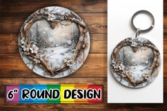 PNG Sublimation Round Design Winter Scene 3D Heart Frame Product Image 1