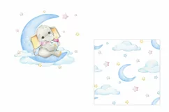 Watercolor elephant Clipart digital paper, Baby Shower Clipa Product Image 2