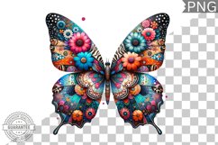 Vibrant Floral Butterfly Sublimation - Clipart PNG Design Product Image 1