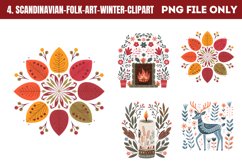 Scandinavian Folk Art Winter Clipart PNG Product Image 1