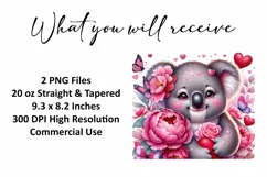 Valentine's Day Koala Tumbler Wrap Sublimation Design Product Image 2