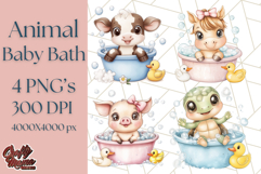 Farm Animal Babies in Bubble Bath PNG, Nursery Clipart Product Image 1