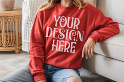 Red Gildan 18000 Mockup, Sweatshirt Crewneck Mockups Product Image 1