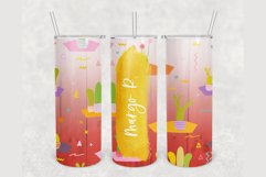 Personalized Cactus White Wood 20 oz skinny tumbler Product Image 1