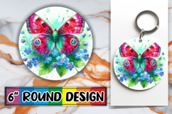 Timeless Circle Keychain Designs PNG, Butterfly Product Image 1