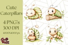 Cute Caterpillar Clipart PNG, Spring Bug Illustrations Product Image 1