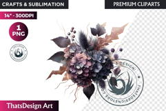 Dark flowers, wedding Florals PNG, Dark Romance Clipart Product Image 1