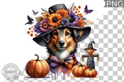 Halloween Dog Flowers Sublimation - Clipart PNG Design Product Image 1