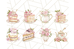 Pastel Tea Set Clip Art PNG with Sweets and Floral Accents Product Image 8