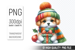 Christmas Dog Clipart PNG, Watercolor Christmas Animals Product Image 1