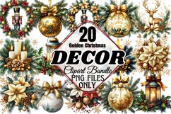 Golden Christmas Decor Clipart Bundle PNG Product Image 1