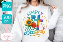 Simply Blessed PNG for sublimation, Christian Cross PNG Product Image 3
