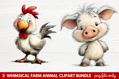 Whimsical Farm Animal Clipart | Cute Farm Animals PNG Set Product Image 1