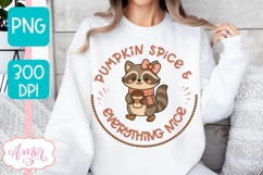 Pumpkin Spice and Everything Nice PNG, Cute Fall Raccoon PNG Product Image 3