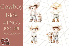 Cowboy Clipart PNG, Kid Western Country Graphic Product Image 1
