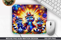 Bear Mouse Pad Sublimation, 4th Of July Mouse Pad PNG Product Image 1