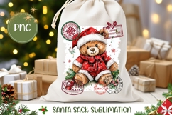 Cartoon Christmas Bear Santa Sack, Cute Gift Bag Template Product Image 1