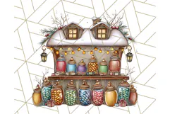 Cozy Christmas Market Stall Clipart PNG, Holiday Art Png Product Image 4