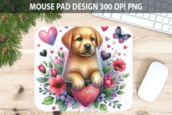 Watercolor Dog Mouse Pad Sublimation - Valentines PNG Product Image 1