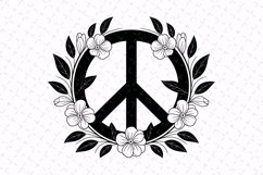 Floral Peace Sign Svg Design | Svg Cut File Product Image 1