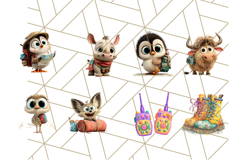 Cute Safari Animal Clipart with Jungle Accessories Png Product Image 8