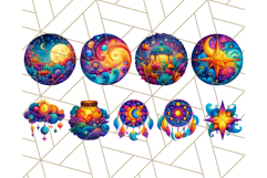 Whimsical Celestial Moon and Stars Clipart Constellation Png Product Image 7