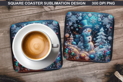 Snowman Coaster Sublimation, Christmas Coaster PNG Design Product Image 1
