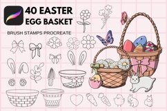 40 Easter Egg Basket Procreate Brush Stamps Product Image 1