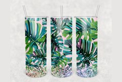 Tropical Palm Leaves Glitter 20oz sublimation design tumbler Product Image 1