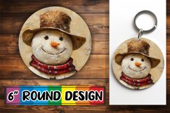 Holiday Snowman Round Keychain Design Christmas Sublimation Product Image 1