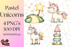 Fairy Tale Unicorn PNG Pastel Magic Clipart, Fantasy Rainbow Product Image 1