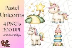 Fairy Tale Unicorn PNG Pastel Magic Clipart, Fantasy Rainbow Product Image 1