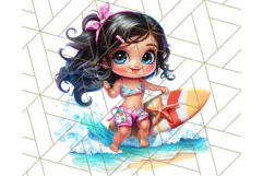 Chibi Summer Girls Clipart PNG, Bright Kawaii Summer Art Product Image 4