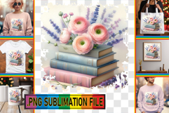 ENCHANTED TSHIRT Designs PNG, Book and flower Product Image 1
