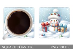 Cute Snowman Coaster Design. Christmas Coaster Sublimation Product Image 1