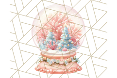 Coral and Aqua Christmas Clipart PNG, Pastel Holiday Art Product Image 4
