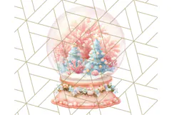 Coral and Aqua Christmas Clipart PNG, Pastel Holiday Art Product Image 4